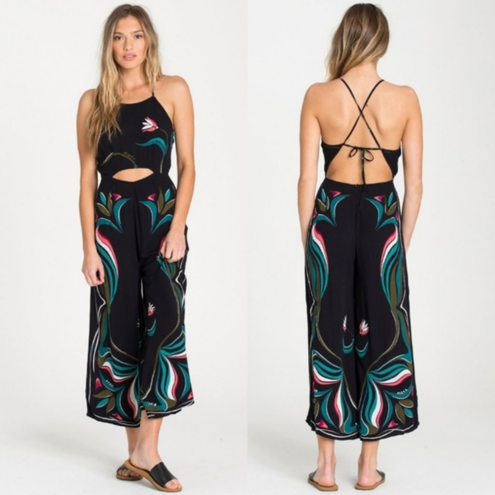 Billabong Black One Up Flowy Jumpsuit NWT